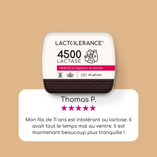 LACTOLERANCE 4500 - Pilulier de 60 gélules de lactase