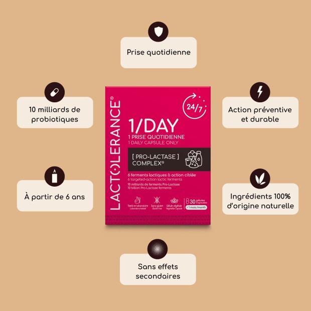 LACTOLERANCE 1/DAY - 3 mois - 90 gélules