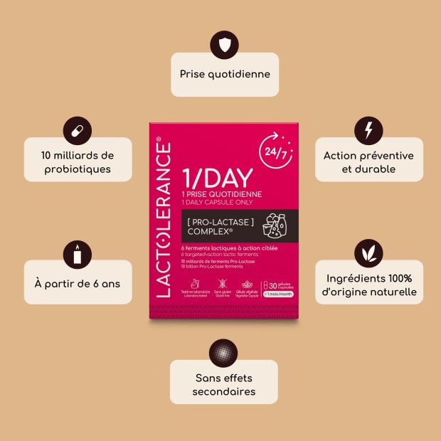 LACTOLERANCE 1/DAY - 6 mois - 180 gélules