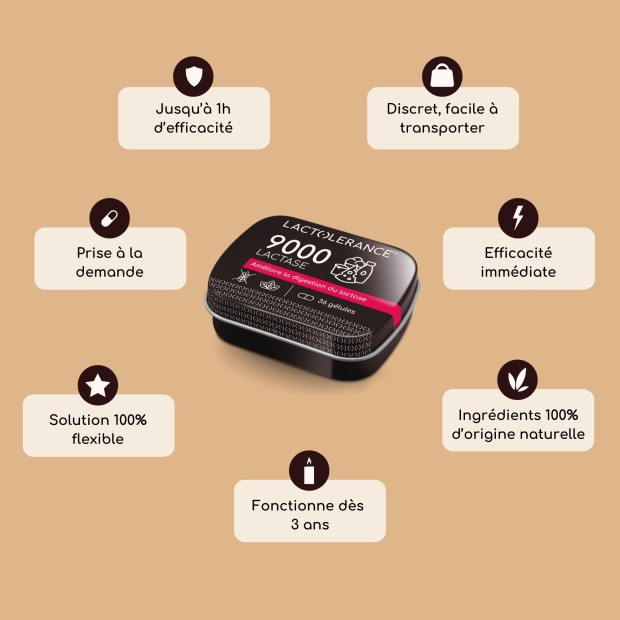 Pilulier de LACTOLERANCE 9000 : avantages du produit.