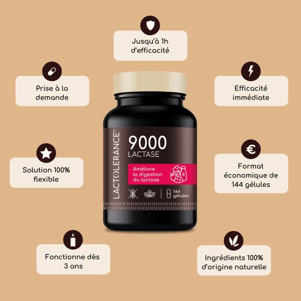 LACTOLERANCE 9000 - Éco-recharge de 144 gélules de lactase