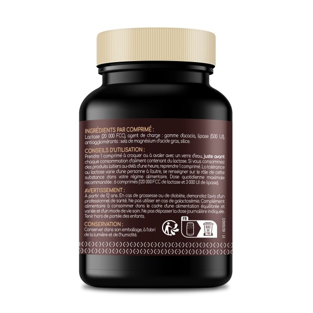 LACTOLERANCE ULTRA - Eco-refill of 200 tablets of lactase + lipase