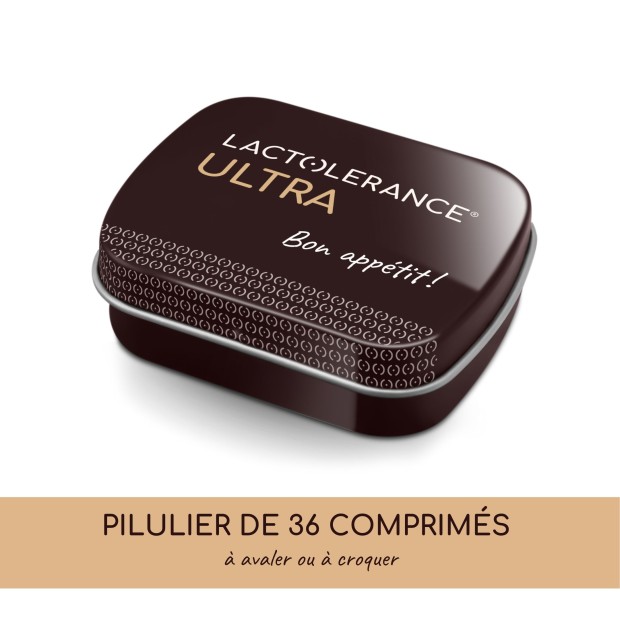 LACTOLERANCE ULTRA - Pilulier 36 comprimés de lactase + lipase
