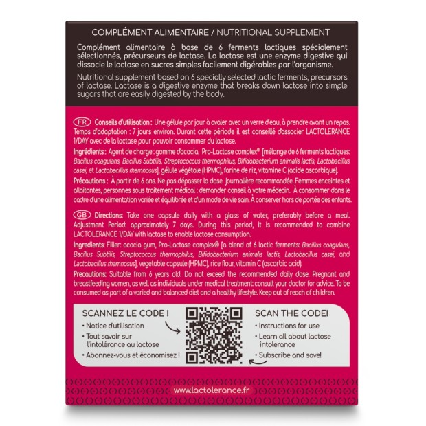 LACTOLERANCE 1/DAY - 12 mesi - 360 capsule