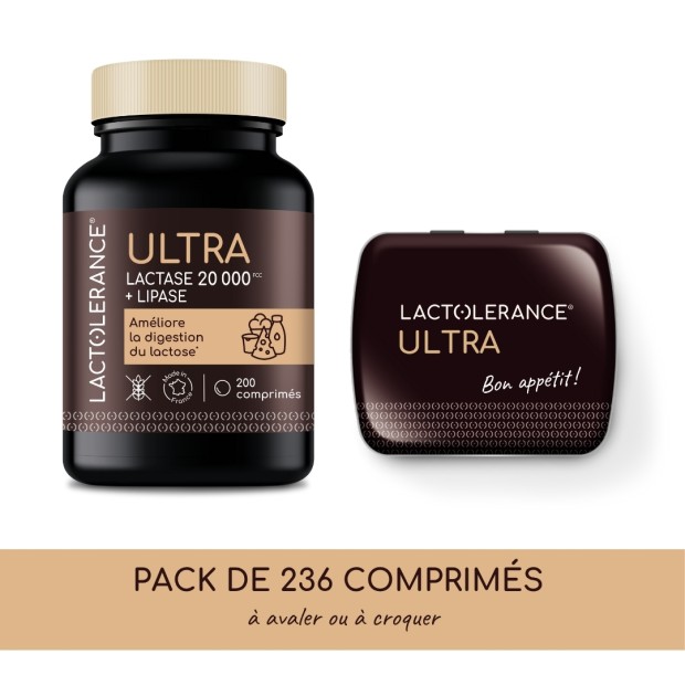 LACTOLERANCE ULTRA - 236 comprimés de lactase + lipase