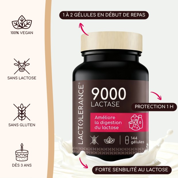 LACTOLERANCE 9000 – Pack of 288 lactase capsules