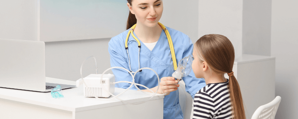 Young woman and a little girl performing a breath test to diagnose lactose intolerance