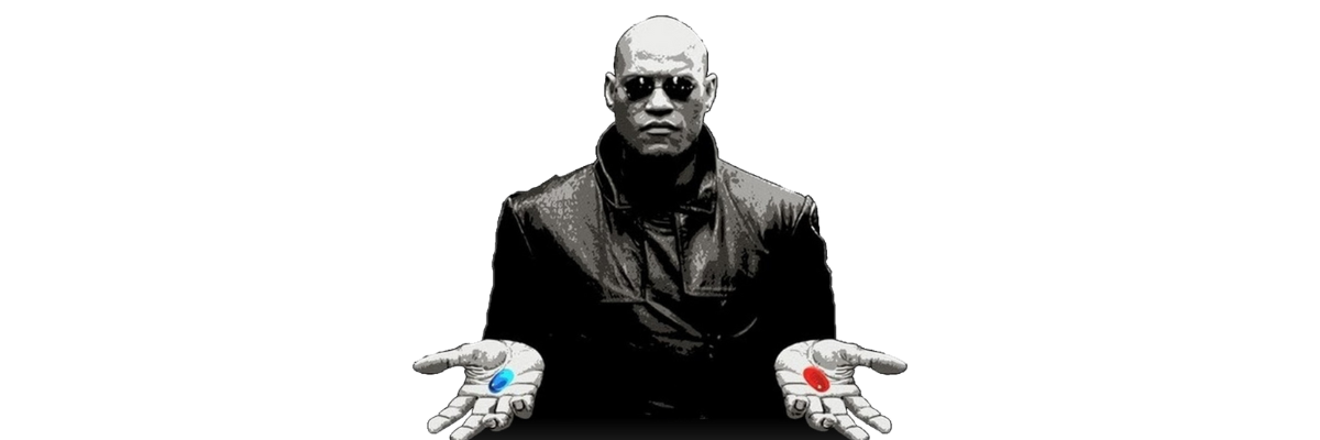 Man holding 1 pill in each hand