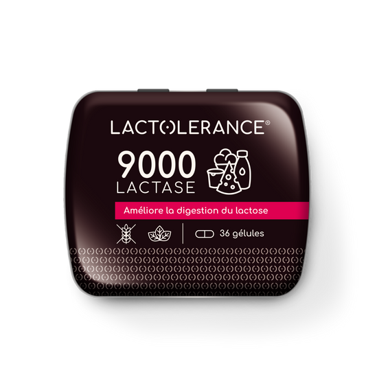LACTOLERANCE 9000 - pilulier de 36 gélules de lactase 9 000 FCC pour forte intolérance au lactose