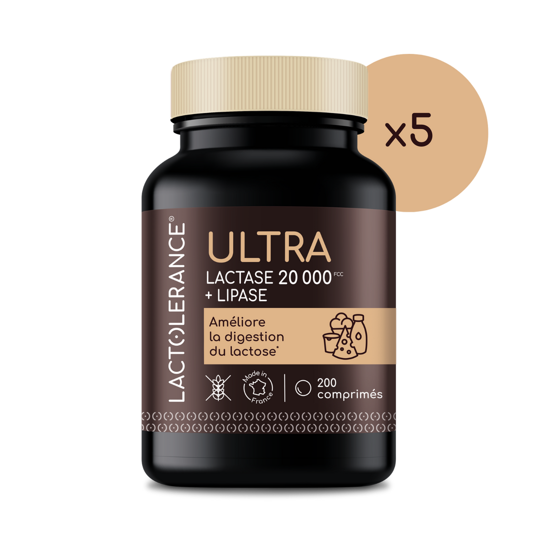 LACTOLERANCE ULTRA - 1000 comprimés de lactase + lipase