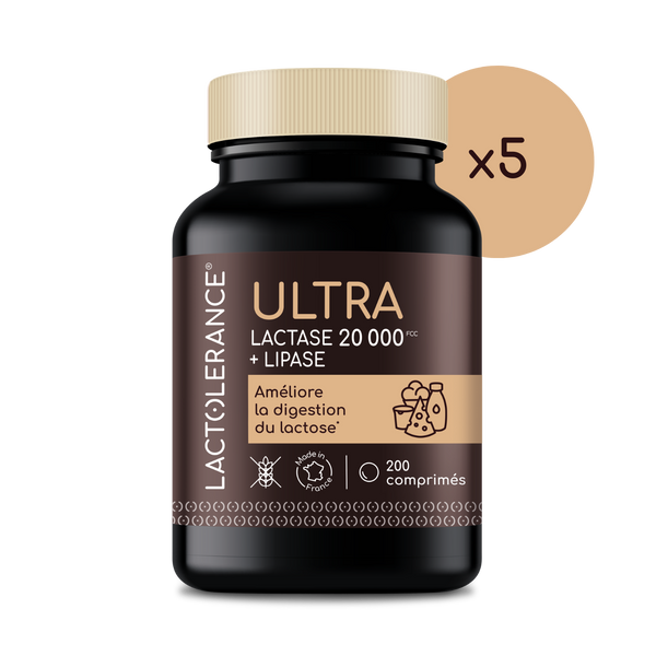 LACTOLERANCE ULTRA - 1000 comprimés de lactase + lipase